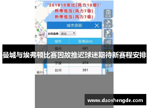 曼城与埃弗顿比赛因故推迟球迷期待新赛程安排